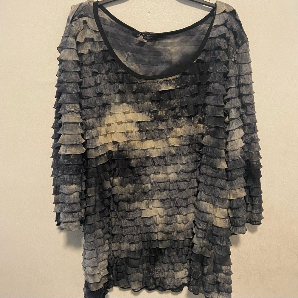 Only Nine Women’s Ruffled Blouse Size 2X Dark Goth Fairy Grunge Artsy Whimsigoth